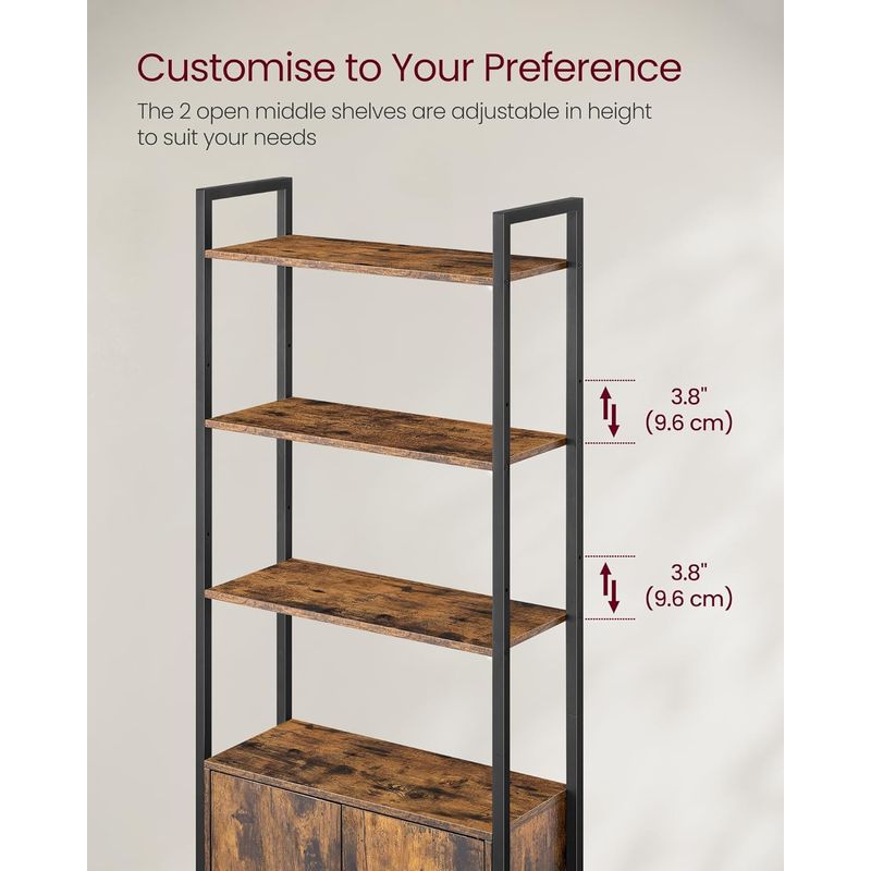 Casa si Gradina - Mobilier - Biblioteci si rafturi - Biblioteci - Biblioteca cu rafturi deschise si dulap integrat, cadru metalic si PAL, 24x60x160 cm, maro rustic - Infinity.ro