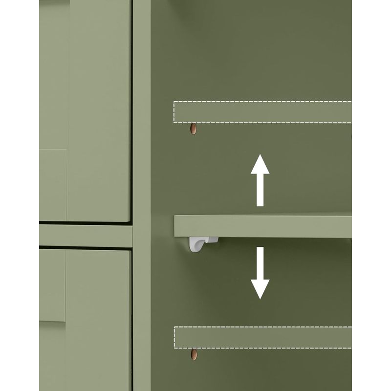 Casa si Gradina - Mobilier - Mobilier baie - Corpuri baie - Dulap de depozitare pe podea pentru baie, MDF, cu 4 sertare, 1 usa, rafturi reglabile, 30x55x82cm, verde - Infinity.ro