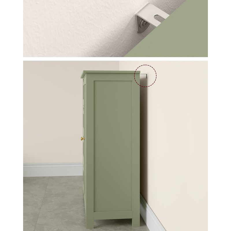 Casa si Gradina - Mobilier - Mobilier baie - Corpuri baie - Dulap de depozitare pe podea pentru baie, MDF, cu 4 sertare, 1 usa, rafturi reglabile, 30x55x82cm, verde - Infinity.ro