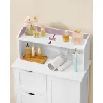 Casa si Gradina - Mobilier - Mobilier baie - Corpuri baie - Dulap de baie cu sertare si usa, priza integrata cu USB, rafturi reglabile, MDF, 30x60x100 cm, alb - Infinity.ro