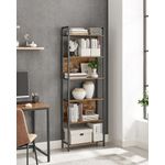 Casa si Gradina - Mobilier - Biblioteci si rafturi - Biblioteci - Biblioteca cu 6 rafturi, stil industrial, cadru metalic si PAL, 128x24x187 cm, maro rustic - Infinity.ro