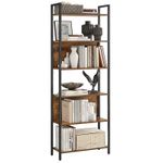 Casa si Gradina - Mobilier - Biblioteci si rafturi - Biblioteci - Biblioteca cu 6 rafturi, stil industrial, cadru metalic si PAL, 128x24x187 cm, maro rustic - Infinity.ro