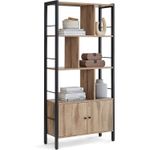 Casa si Gradina - Mobilier - Biblioteci si rafturi - Biblioteci - Biblioteca cu 4 rafturi si dulap inferior cu 2 usi, stil industrial, 74x30x155cm, stejar - Infinity.ro