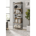 Casa si Gradina - Mobilier - Biblioteci si rafturi - Biblioteci - Biblioteca cu 6 rafturi, stil industrial, cadru metalic si PAL, 128x24x187 cm, maro rustic - Infinity.ro