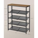 Casa si Gradina - Mobilier - Dulapuri si sifoniere - Dulapuri pantofi - Raft de pantofi, 5 nivele reglabile din plasa, pentru 12-16 perechi, 75x28x93 cm, maro rustic - Infinity.ro