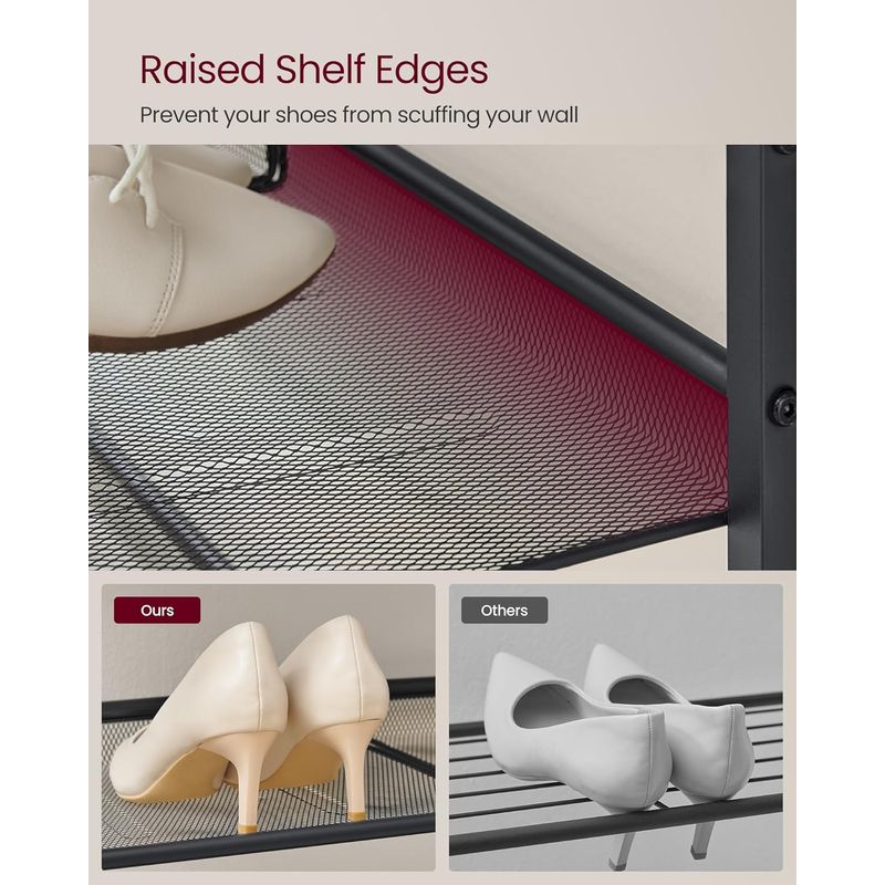 Casa si Gradina - Mobilier - Dulapuri si sifoniere - Dulapuri pantofi - Raft de pantofi, 5 nivele reglabile din plasa, pentru 12-16 perechi, 75x28x93 cm, maro rustic - Infinity.ro