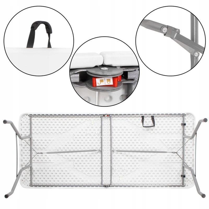 Sport si Outdoor - Camping - Mobilier pentru camping - Mese camping - Masa dreptunghiulara pliabila multifunctionala, 180x72x75cm, alba - Infinity.ro