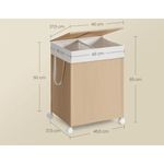 Market - Spalare si intretinere rufe - Uscatoare de rufe si accesorii - Cos rufe din tesatura tip ratan, 100L cu 2 compartimente si roti, 47x38x65 cm, bej natur - Infinity.ro