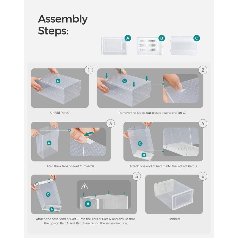 Casa si Gradina - Mobilier - Dulapuri si sifoniere - Dulapuri pantofi - Cutii de pantofi, set de 18 organizatoare stivuibile, structura rezistenta ABS, 34x23x14cm, transparent - Infinity.ro