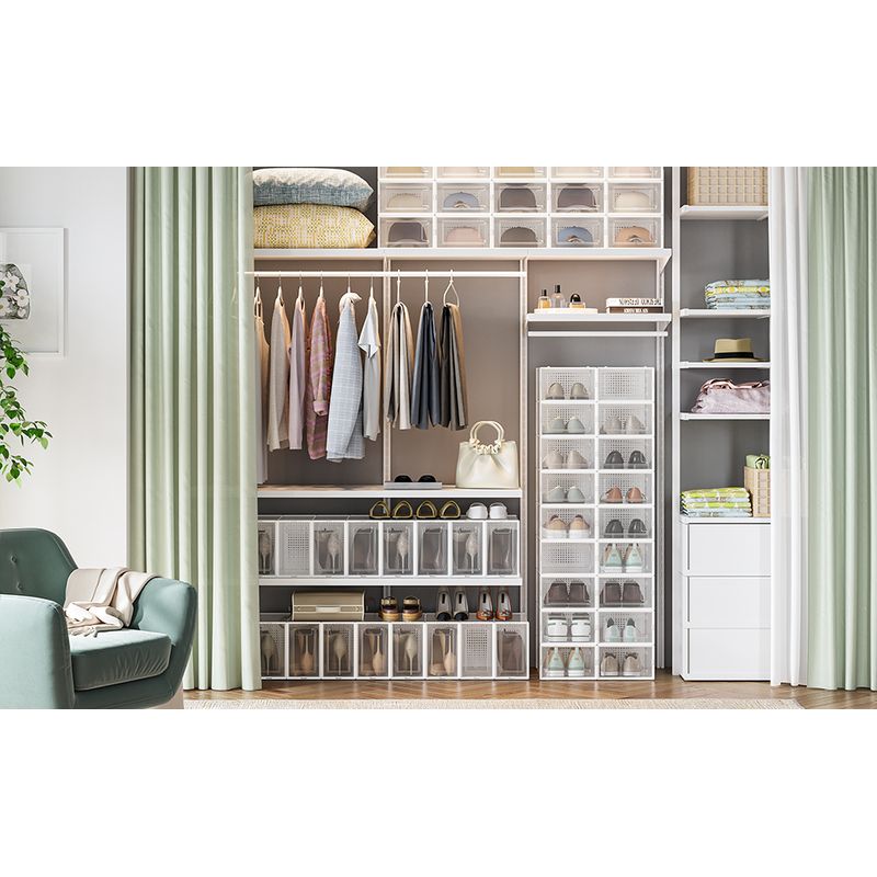Casa si Gradina - Mobilier - Dulapuri si sifoniere - Dulapuri pantofi - Cutii de pantofi, set de 18 organizatoare stivuibile, structura rezistenta ABS, 34x23x14cm, transparent - Infinity.ro