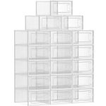 Casa si Gradina - Mobilier - Dulapuri si sifoniere - Dulapuri pantofi - Cutii de pantofi, set de 18 organizatoare stivuibile, structura rezistenta ABS, 34x23x14cm, transparent - Infinity.ro