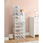 Casa si Gradina - Mobilier - Dulapuri si sifoniere - Dulapuri pantofi - Cutii de pantofi, set de 18 organizatoare stivuibile, structura rezistenta ABS, 34x23x14cm, transparent - Infinity.ro