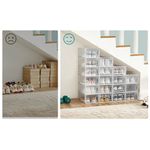 Casa si Gradina - Mobilier - Dulapuri si sifoniere - Dulapuri pantofi - Cutii de pantofi, set de 18 organizatoare stivuibile, structura rezistenta ABS, 34x23x14cm, transparent - Infinity.ro