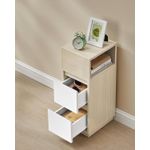 Casa si Gradina - Mobilier - Comode si corpuri - Noptiere - Noptiera ingusta cu 2 sertare, montaj stanga - dreapta, 30x25x65 cm, bej si alb - Infinity.ro