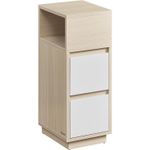 Casa si Gradina - Mobilier - Comode si corpuri - Noptiere - Noptiera ingusta cu 2 sertare, montaj stanga - dreapta, 30x25x65 cm, bej si alb - Infinity.ro