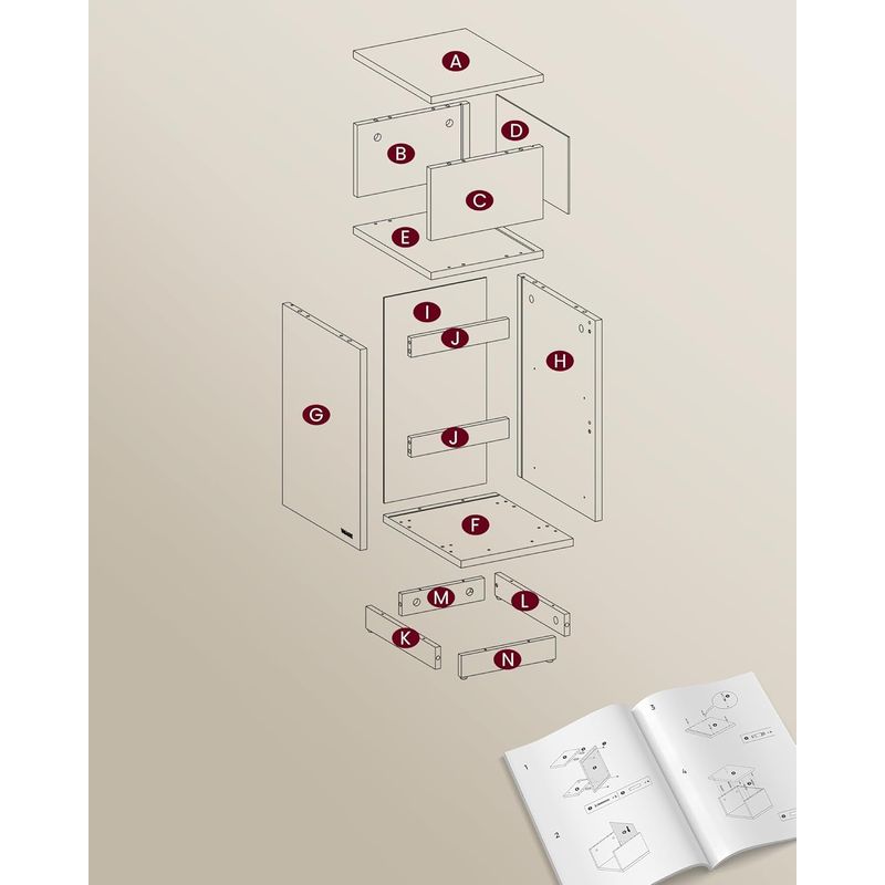 Casa si Gradina - Mobilier - Comode si corpuri - Noptiere - Noptiera ingusta cu 2 sertare, montaj stanga - dreapta, 30x25x65 cm, bej si alb - Infinity.ro