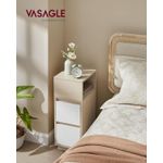 Casa si Gradina - Mobilier - Comode si corpuri - Noptiere - Noptiera ingusta cu 2 sertare, montaj stanga - dreapta, 30x25x65 cm, bej si alb - Infinity.ro