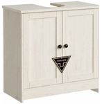 Casa si Gradina - Mobilier - Mobilier baie - Corpuri baie - Masca baie pentru chiuveta, suport lavoar, raft reglabil, stil rustic modern, 60x30x61 cm, alb rustic - Infinity.ro