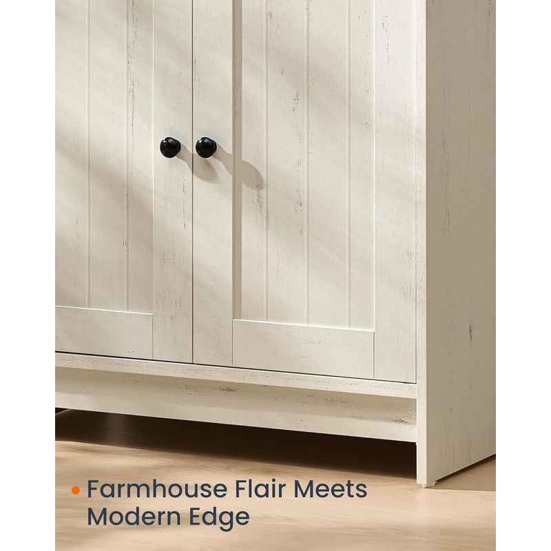 Casa si Gradina - Mobilier - Mobilier baie - Corpuri baie - Masca baie pentru chiuveta, suport lavoar, raft reglabil, stil rustic modern, 60x30x61 cm, alb rustic - Infinity.ro