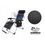 Casa si Gradina - Gradina si terasa - Mobilier exterior - Scaune si sezlonguri gradina - Sezlong pliabil gravitate zero, 175x65 cm, cu masuta si buzunar organizator, 120 kg, negru - Infinity.ro