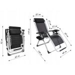 Casa si Gradina - Gradina si terasa - Mobilier exterior - Scaune si sezlonguri gradina - Sezlong pliabil gravitate zero, 175x65 cm, cu masuta si buzunar organizator, 120 kg, negru - Infinity.ro