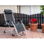 Casa si Gradina - Gradina si terasa - Mobilier exterior - Scaune si sezlonguri gradina - Sezlong pliabil gravitate zero, 175x65 cm, cu masuta si buzunar organizator, 120 kg, negru - Infinity.ro