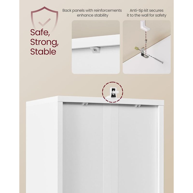 Casa si Gradina - Mobilier - Biblioteci si rafturi - Biblioteci - Biblioteca ingusta cu 6 niveluri si dulap inchis, rafturi reglabile, 24x32x175 cm, alb - Infinity.ro