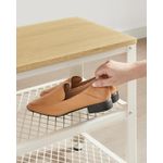 Casa si Gradina - Mobilier - Dulapuri si sifoniere - Dulapuri pantofi - Banca pantofi cu 2 rafturi, cadru metalic si sezut din PAL, stil industrial, 73x30x45 cm, stejar si alb - Infinity.ro