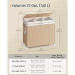 Market - Spalare si intretinere rufe - Uscatoare de rufe si accesorii - Cos rufe din tesatura tip ratan, 140L cu 3 compartimente si roti, 66x38x65 cm, bej natur - Infinity.ro