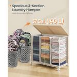 Market - Spalare si intretinere rufe - Uscatoare de rufe si accesorii - Cos rufe din tesatura tip ratan, 140L cu 3 compartimente si roti, 66x38x65 cm, bej natur - Infinity.ro