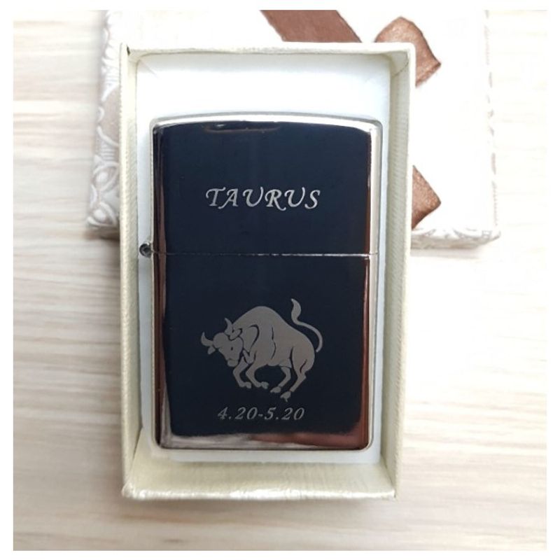 Market - Tutun si tigari - Articole si accesorii tutun - Bricheta Metalica Gravata Zodie Taur, Taurus Zodiac, 3,5 X 5.5 Cm - Infinity.ro