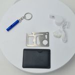 Sport si Outdoor - Accesorii si echipamente sportive - Sporturi extreme si supravietuire - Kituri supravietuire - Kit supravietuire, 4 in 1, card multifunctional, husa, 2 fluiere, gri - Infinity.ro