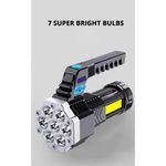 Sport si Outdoor - Camping - Articole solare camping - Lampi si lanterne camping - Lanterna Puternica de Mana, ABS, Lumini laterale COB,7 LED, 2 IN 1, Afisare Procentaj Baterie, lumina alba - Infinity.ro