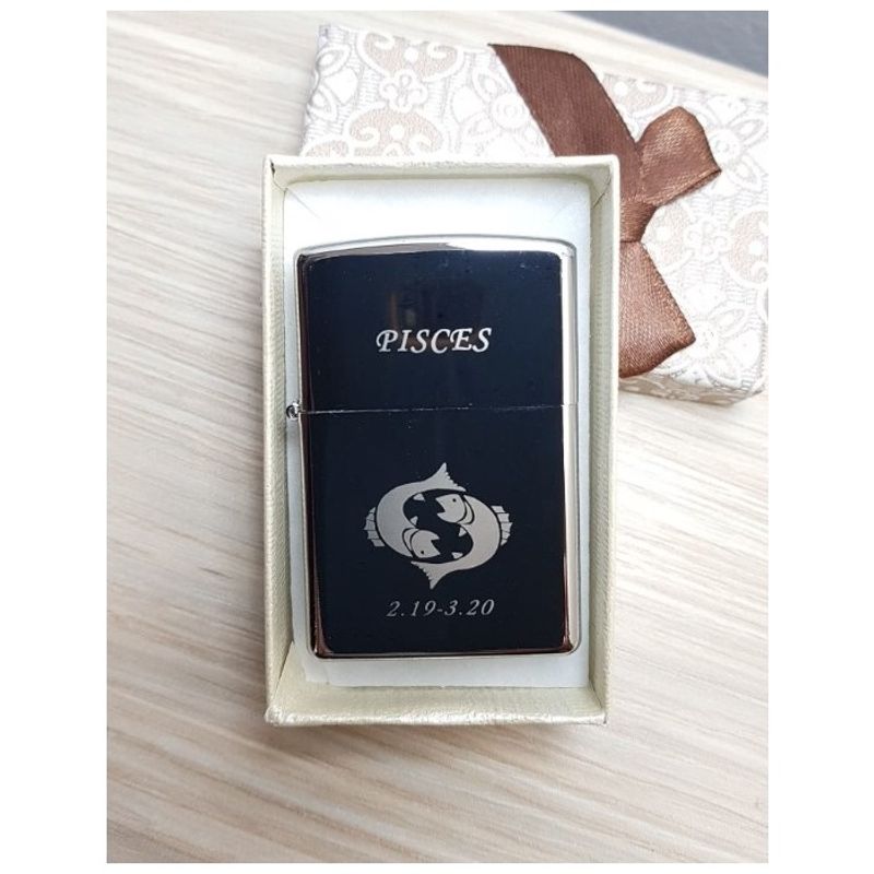 Market - Tutun si tigari - Articole si accesorii tutun - Bricheta Metalica Gravata Zodie Pesti, Pisces Zodiac , 3,5 X 5,5 Cm - Infinity.ro