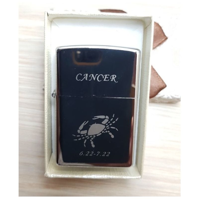 Market - Tutun si tigari - Articole si accesorii tutun - Bricheta Metalica Gravata Zodie Rac, Cancer Zodiac, 3,5 X 5.5 Cm - Infinity.ro