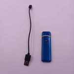 Market - Tutun si tigari - Articole si accesorii tutun - Bricheta Electronica cu Incarcare USB, Buton cu Lumina, 9 cm, Albastru - Infinity.ro