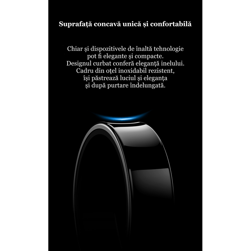 Fashion, accesorii si bijuterii - Barbati - Bijuterii barbati - Inele barbati - Inel Inteligent CalmTotal Mărime 9 – Somn, Stres, Puls, Oxigen, HRV – Variabilitate Ritm Cardiac, pași, calorii, negru - Infinity.ro