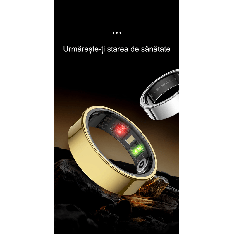 Fashion, accesorii si bijuterii - Barbati - Bijuterii barbati - Inele barbati - Inel Inteligent CalmTotal Mărime 9 – Somn, Stres, Puls, Oxigen, HRV – Variabilitate Ritm Cardiac, pași, calorii, negru - Infinity.ro