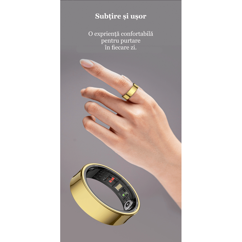 Fashion, accesorii si bijuterii - Barbati - Bijuterii barbati - Inele barbati - Inel Inteligent CalmTotal Mărime 9 – Somn, Stres, Puls, Oxigen, HRV – Variabilitate Ritm Cardiac, pași, calorii, negru - Infinity.ro
