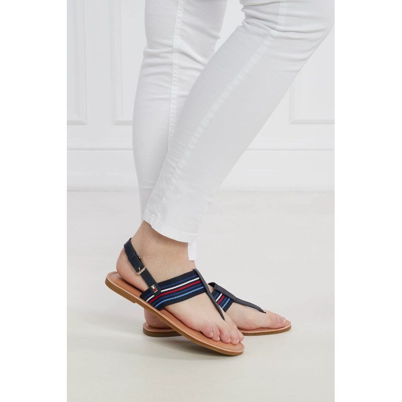 Fashion, accesorii si bijuterii - Femei - Incaltaminte femei - Sandale femei - Sandale dama Tommy Hilfiger Flat Sandal Stripes FW0FW07924 39 EU Bluemarin - Infinity.ro