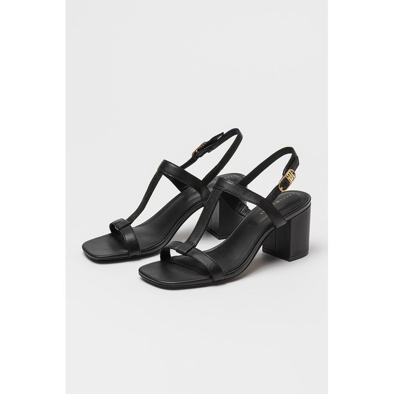 Fashion, accesorii si bijuterii - Femei - Incaltaminte femei - Sandale femei - Sandale Leather Tommy Hilfiger Block Heel Sandal FW0FW08532 36 EU Negru - Infinity.ro