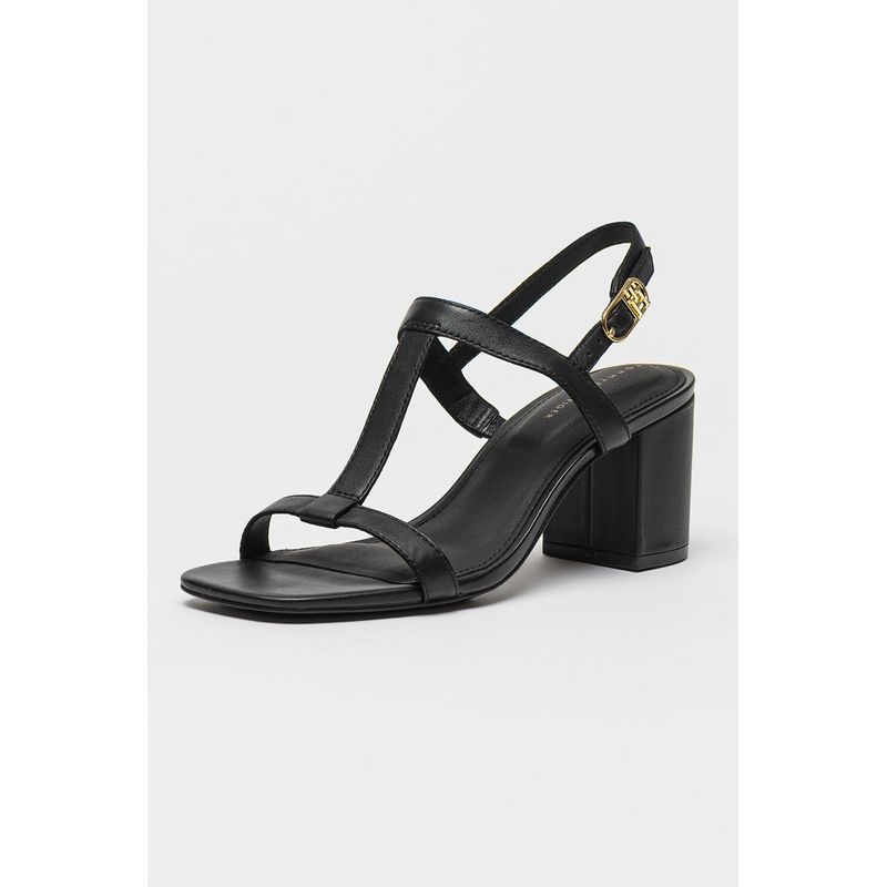 Fashion, accesorii si bijuterii - Femei - Incaltaminte femei - Sandale femei - Sandale Leather Tommy Hilfiger Block Heel Sandal FW0FW08532 38 EU Negru - Infinity.ro