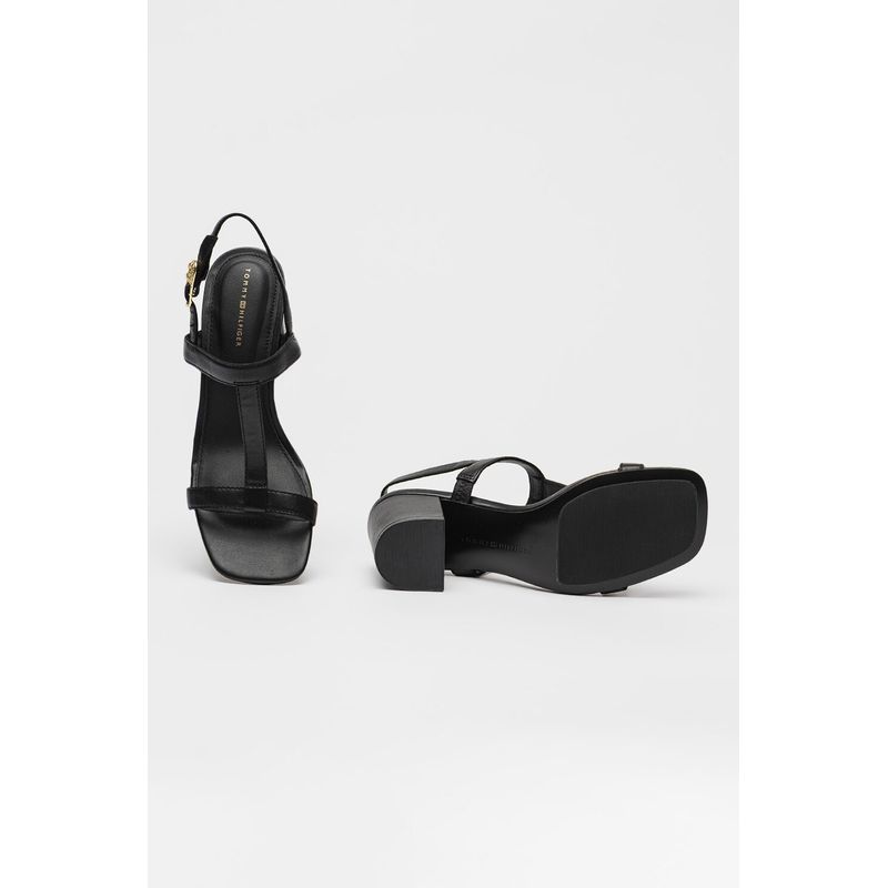 Fashion, accesorii si bijuterii - Femei - Incaltaminte femei - Sandale femei - Sandale Leather Tommy Hilfiger Block Heel Sandal FW0FW08532 38 EU Negru - Infinity.ro