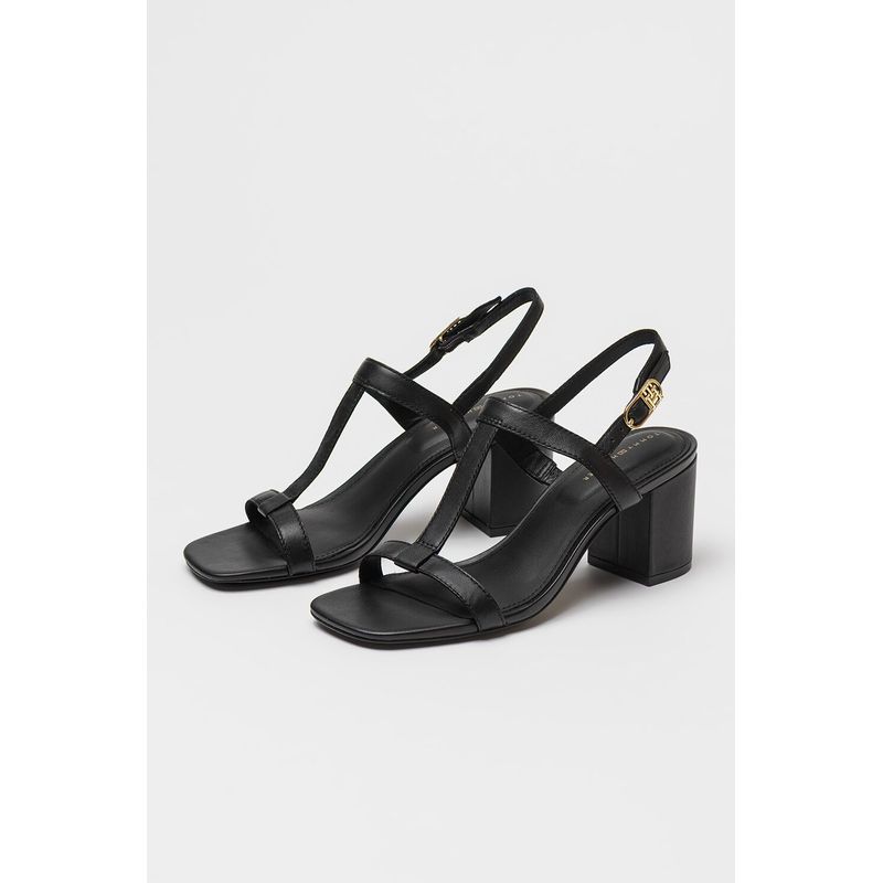 Fashion, accesorii si bijuterii - Femei - Incaltaminte femei - Sandale femei - Sandale Leather Tommy Hilfiger Block Heel Sandal FW0FW08532 38 EU Negru - Infinity.ro
