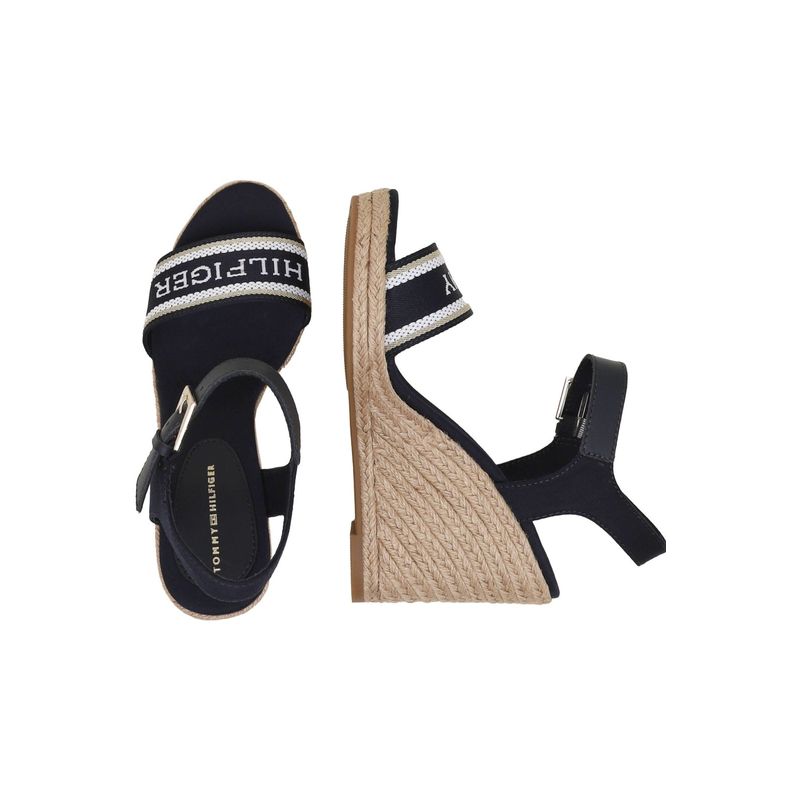Fashion, accesorii si bijuterii - Femei - Incaltaminte femei - Sandale femei - Espadrile Tommy Hilfiger Mono Webbing High Wedge Sandal FW0FW08046 37 EU Bleumarin - Infinity.ro