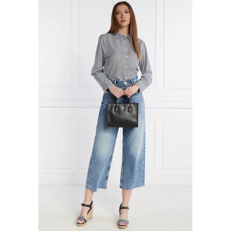 Fashion, accesorii si bijuterii - Femei - Incaltaminte femei - Sandale femei - Espadrile Tommy Hilfiger Mono Webbing High Wedge Sandal FW0FW08046 37 EU Bleumarin - Infinity.ro