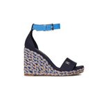 Fashion, accesorii si bijuterii - Femei - Incaltaminte femei - Sandale femei - Espadrile Tommy Hilfiger Colorful High Wedge Satin Sandal FW0FW07914 40 EU Albastru marin - Infinity.ro