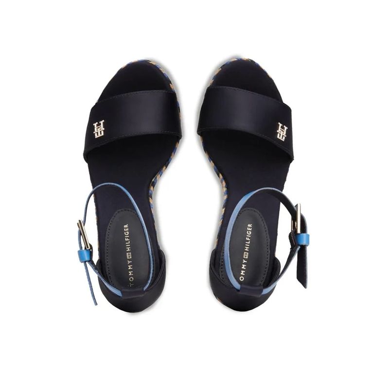 Fashion, accesorii si bijuterii - Femei - Incaltaminte femei - Sandale femei - Espadrile Tommy Hilfiger Colorful High Wedge Satin Sandal FW0FW07914 40 EU Albastru marin - Infinity.ro