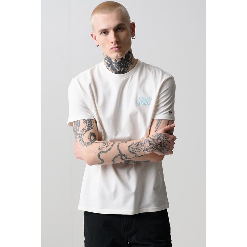 Fashion, accesorii si bijuterii - Barbati - Imbracaminte - Tricouri si bluze barbati - Tricou barbati Tommy Jeans Logo Back Graphic DM0DM21864 S INTL Alb - Infinity.ro