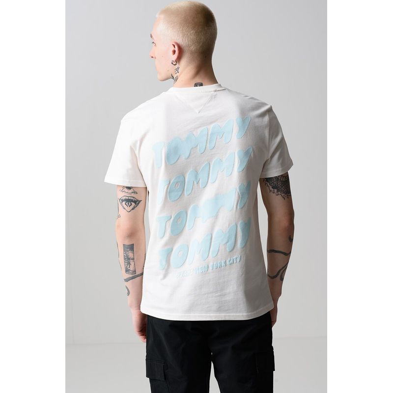 Fashion, accesorii si bijuterii - Barbati - Imbracaminte - Tricouri si bluze barbati - Tricou barbati Tommy Jeans Logo Back Graphic DM0DM21864 S INTL Alb - Infinity.ro